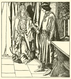 Kraliçe Morgana, Sir Launcelot'a göründü by after Howard Pyle