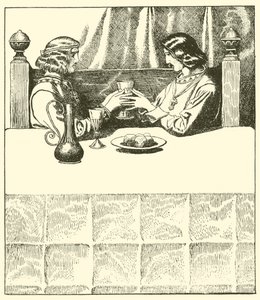 Sir Tristram, Sir Launcelot ile oturuyor by after Howard Pyle