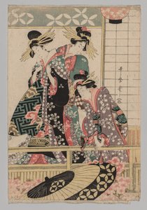 İlkbaharda Sokağa Bakan Yoshiwara Kadınları by after Kitagawa Utamaro