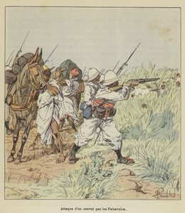 Fahavolos tarafından bir konvoya saldırı by after Louis Charles Bombled