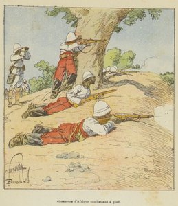 Afrikalı avcılar yaya olarak savaşıyor by after Louis Charles Bombled