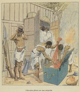 Fahavalos bir Madagaskar kutusu atıyor by after Louis Charles Bombled