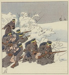 Kışın saha elbiseli Japon piyade by after Louis Charles Bombled