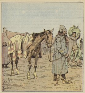 Alman ordularına doğadan eşlik eden Yahudi tüccarlar by after Louis Charles Bombled