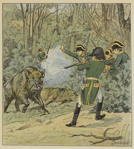 Marly ormanında imparator domuz avı by after Louis Charles Bombled