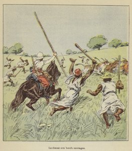 Yabani öküz avı by after Louis Charles Bombled