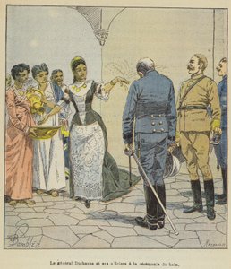 General Duchesne ve subayları banyo töreninde by after Louis Charles Bombled