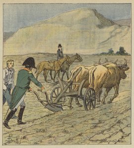 Napolyon pullukla bir karık çiziyor by after Louis Charles Bombled