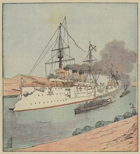 Süveyş Kanalı'ndaki Rus savaş gemileri by after Louis Charles Bombled