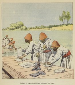 Afrika alayının askerleri çamaşırlarını temizliyor by after Louis Charles Bombled