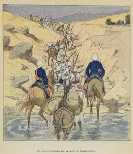 Suberbieville yolunda bir askeri konvoy by after Louis Charles Bombled