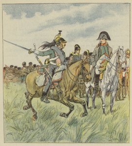 Bir ejderha, imparatoru generallerinden birinin ihaneti konusunda uyarır. by after Louis Charles Bombled
