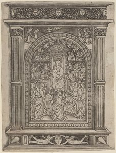 Bakire ve Çocuk Enthroned, Melekler ve Azizlerle by after Maso Finiguerra