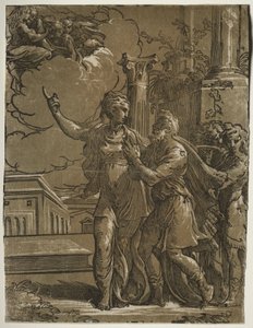 Tiburtine Sibyl ve İmparator Augustus by after Parmigianino