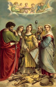 Aziz Cecilia (kromolitho) by after Raphael