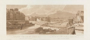 Louvre ile şehrin görünümü. 1802; Views in Paris'ten 3. Levha, Emanuel Cilt by after Thomas Girtin