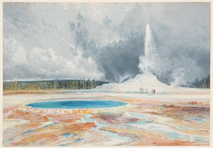 Kale Şofben, Yukarı Şofben Havzası, Yellowstone Milli Parkı by after Thomas Moran