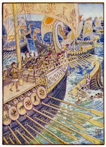 Pers ölüsü çiçekler gibi derinlere saçılana kadar gemi gemiye çarptı by after Walter Crane