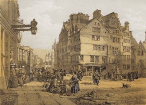 West Bow Başkanından High Street, Lawnmarket (chromolitho)