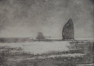 Trinity, 2017, kağıt üzerinde aquatint ve el boyaması by angus hampel