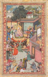 Ekber'in oğulları için sünnet töreni, Ebu'l Fazl'ın bir Ekber-nama'sından (Ekber Kitabı) 126 boyama (Hint, 1551-1602) by attributed to Dharam Das