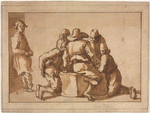 Oyun Oynayan Genç Erkeklerin Tür Sahnesi by attributed to Frederico Zuccaro
