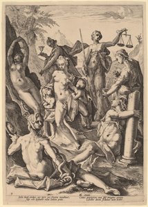 Yedi Erdem by attributed to Jacob Matham, after Hendrik Goltzius