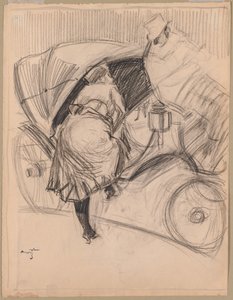Fiacre Giren Kadın (rekto) by attributed to Jean Louis Forain