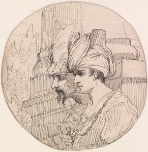 Bir Roundel'de İki Kafa by attributed to John Hamilton Mortimer