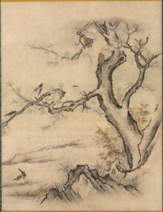 Bahar Manzarasında Çiçekler ve Kuşlar by attributed to Kano Motonobu