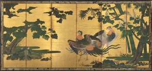 Phoenix'ler ve Paulownia by attributed to Tosa Mitsuyoshi