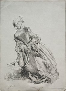 Oturan kadın by copy after Jean Antoine Watteau