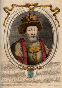 Louis II Begue veya Faineant portresi (846 - 879), Frank Kralı - Louis II Kekeme 848 - 879 - gravür 