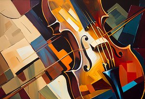 Soyut Keman Tablosu, müzik tuvali, duvar Talep üzerine sanat baskısı