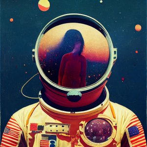 Uzayda soyut astronot resmi, Duvar Sanatı | Kanvas Tablolar