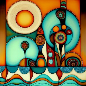 Hundertwasser'dan ilham alan soyut kumsal, dalgalı deniz ve rüzgar, sanat baskıları