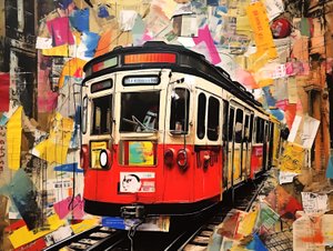 Füniküler tren istasyonu Kolaj Çıkartmaları, Duvar Sanatı | Kanvas Tablolar