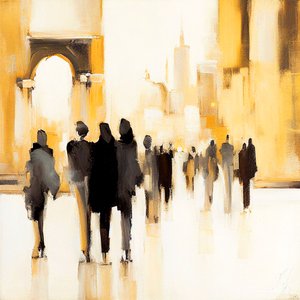 Kentsel Yaşam : Soyut izlenimci Siluet Tablosu by F. Abderrahim