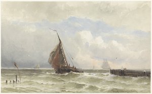 Gelen yelkenli gemi ile Vlissingen Limanı by jonkheer Jacob Eduard van Heemskerck