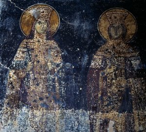 Azizler, Bizans kilisesinde Sotiras Christos, Veria, Orta Makedonya, Yunanistan fresk