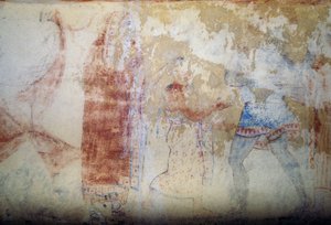 Kadın ve gençlik, fresk, Mavi Şeytanlar Mezarı, Tarquinia Nekropolü (UNESCO Dünya Mirası Listesi, 2004), Lazio, İtalya, Etrüsk uygarlığı, MÖ 5. yy (fotoğraf) by Theodore Charles Ange Coquelin