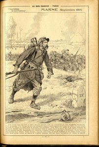 Günlük Buvard du Bon Marche 1917 - İş Resmi (Jacques Marie (Jacques-Marie) Gaston Onfray ve Breville) (1858-1931): Marne Eylül 1914 - 14 -18 Savaşı, Marne, Büyük Savaşlar, Marne Savaşı - Askerler by pseudonym for Onfray de Breville Jacques Job