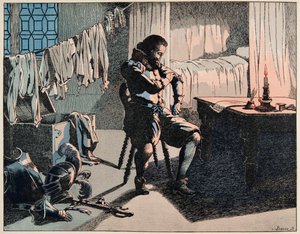 Jacques Marie Gaston Onfray de Breville dit JOB (1858-1931) tarafından resmedilen “Le bon roy Henri” kitabından illüstrasyon: 1589