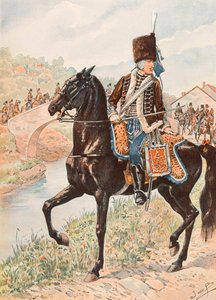 Jacques Marie Gaston Onfroy de Breville dit JOB (1858-1931) - Her zaman Fransız birliklerinin kıyafeti: Chamborant Hussars Albay (1784), Özel Koleksiyon by pseudonym for Onfray de Breville Jacques Job