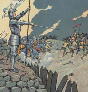 Joan of Arc, Orleans şehrini İngilizlerden kurtarıyor by pseudonym for Onfray de Breville Jacques Job