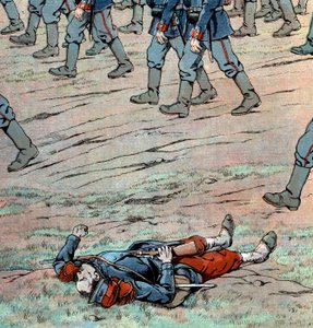 Prusyalılar Fransa'yı işgal ediyor: Fransız ölü askeri by pseudonym for Onfray de Breville Jacques Job