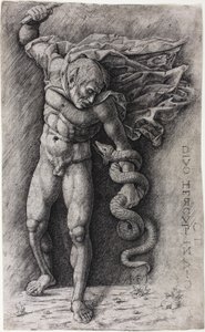 Yılana Saldıran Faun by school of Andrea Mantegna