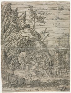 Dört Kuşla Gömme by school of Andrea Mantegna