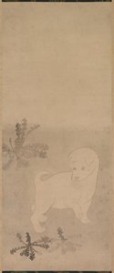Karahindiba ile köpek yavrusu by studio of Tawaraya Sōtatsu