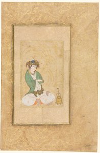 Söğüt Oturan Gençlik; Tek Sayfa İllüstrasyon by style of Muhammad Yusuf